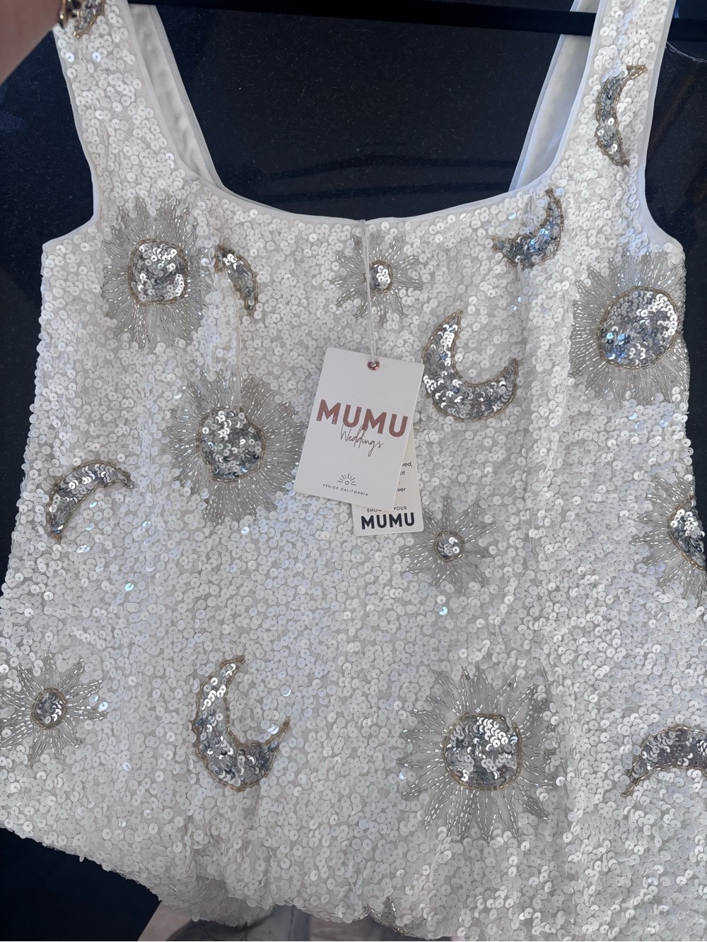 Show Me Your MuMu Let’s Go Mini - White Celestial Sequin Mini Dress - Picture 4 of 6